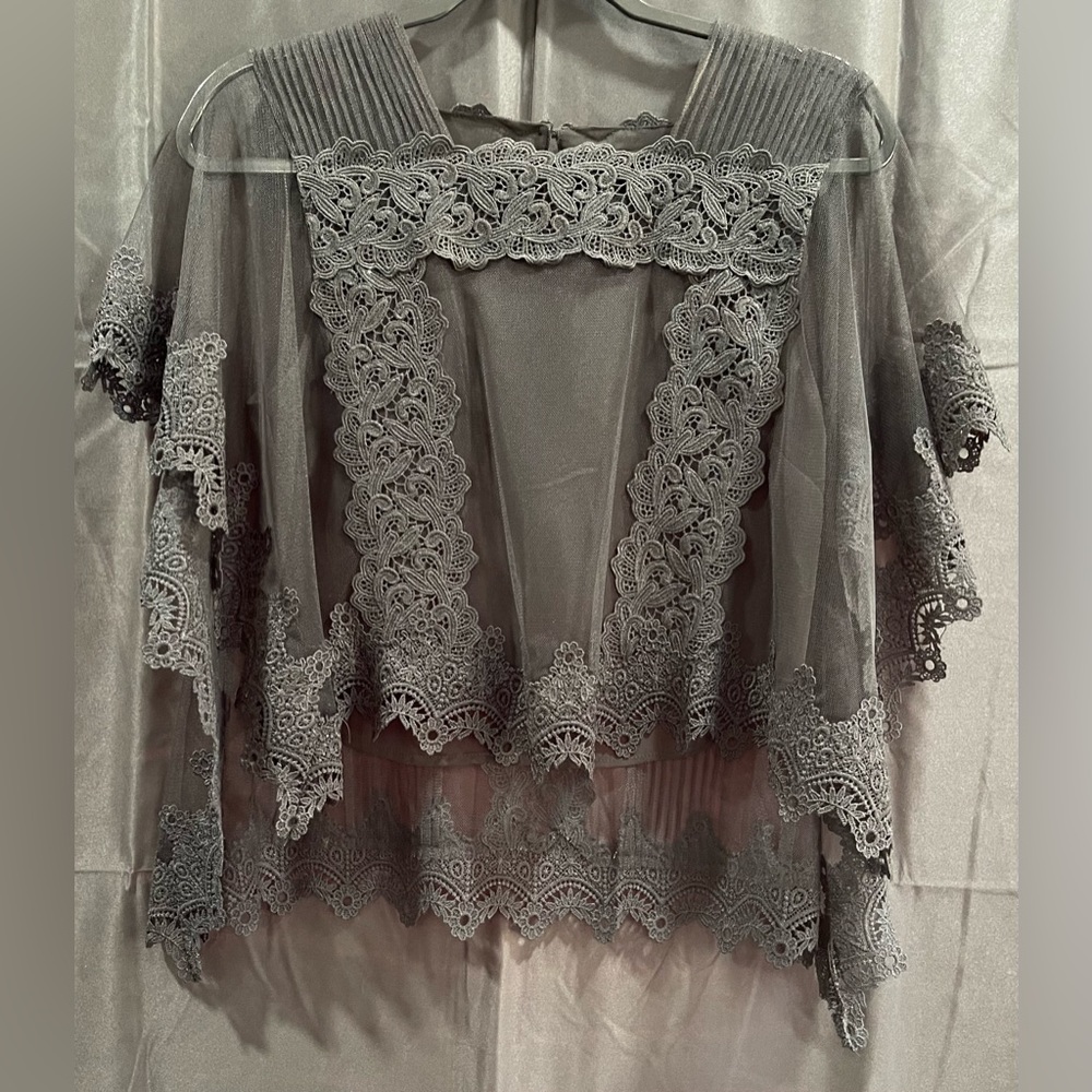 BCBGMAXAZRIA Tulle and Lace Blouse - Picture 10 of 11